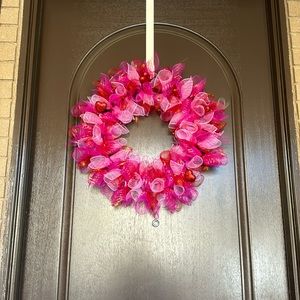 Handcrafted deco mesh Valentine Wreath
